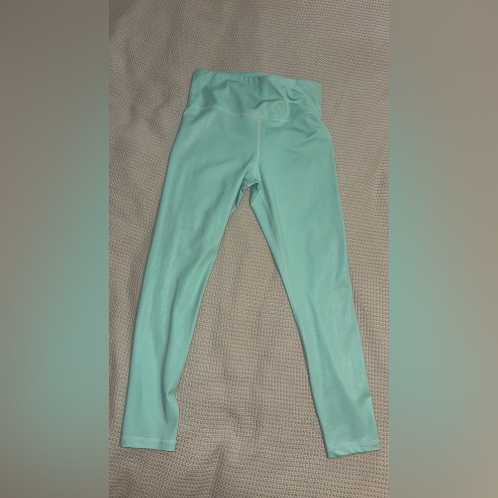 ✨ZYIA✨Metallic Sky Blue High-Waisted Leggings size 6-8